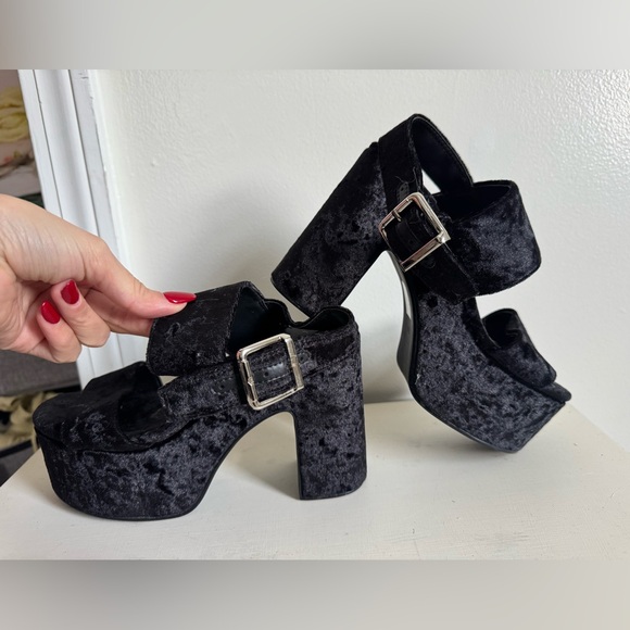 Free People Jeffery Campbell Emerson Platforms In Black Suede Sz 7.5 - Picture 5 of 7